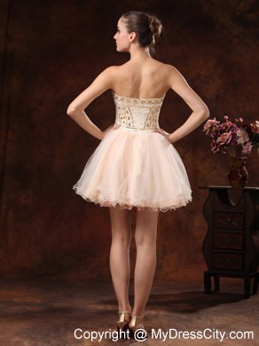 Strapless Mini-length Prom Dress with Exquisite Rhinestones