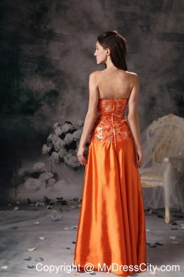 Taffeta Orange Red Prom Dress with Strapless Beadings