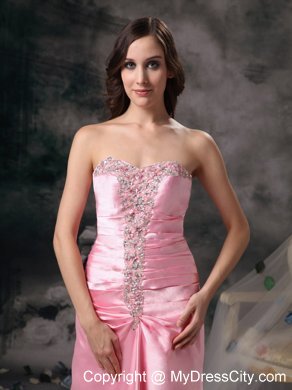 Brush Train Rose Pink Empire Prom Dress Sweetheart Beaded