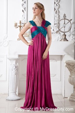 Two-toned Brush Train Prom Dress with Ruching under 200