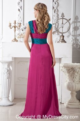 Two-toned Brush Train Prom Dress with Ruching under 200