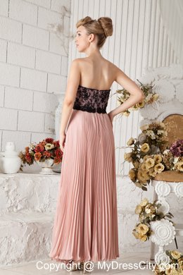 Pleated Chiffon Peach Prom Dress with Lace Covered 2013