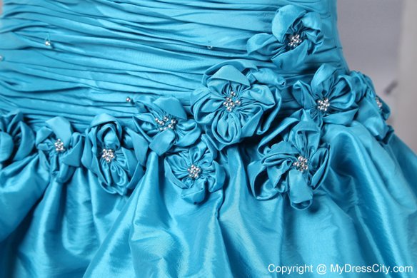 Blue Column Prom Gown with Sweetheart Taffeta Pick-ups Beaded