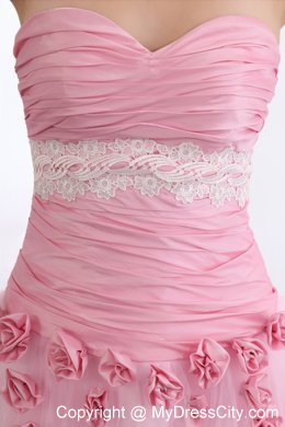 Taffeta and Tulle Pink Sweetheart Prom Dress with Appliques