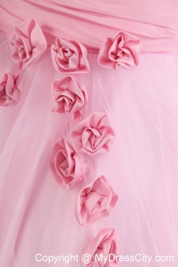 Taffeta and Tulle Pink Sweetheart Prom Dress with Appliques