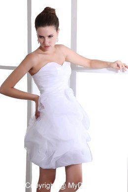 White Taffeta Mini-length Sweetheart Prom Dress with Pick-ups