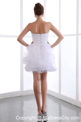 White Taffeta Mini-length Sweetheart Prom Dress with Pick-ups