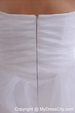 White Taffeta Mini-length Sweetheart Prom Dress with Pick-ups