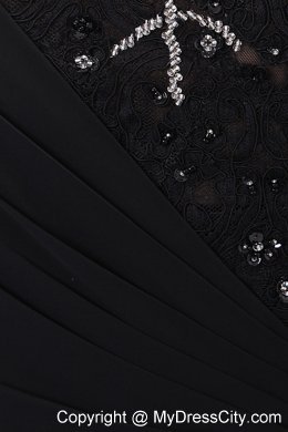 Black Bateau Taffeta Beaded Column Dress for Prom Party