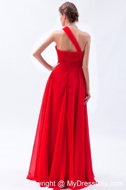 One Shoulder Chiffon Red Empire Layers Beaded Dress for prom