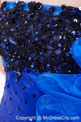 High-low Mermaid Royal Blue Organza Appliques Prom Dress