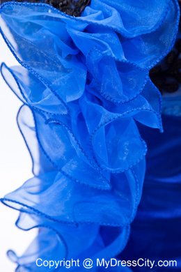 High-low Mermaid Royal Blue Organza Appliques Prom Dress