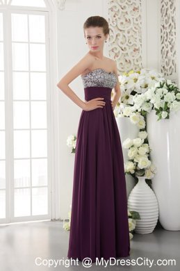 Dark Purple Empire Sweetheart Chiffon Beading Prom Dresses For Women