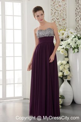 Dark Purple Empire Sweetheart Chiffon Beading Prom Dresses For Women