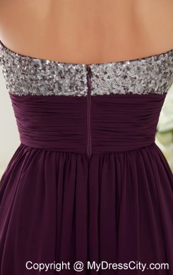 Dark Purple Empire Sweetheart Chiffon Beading Prom Dresses For Women