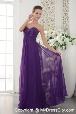 Empire Sweetheart Chiffon Eggplant Purple Prom Dresses for Girls