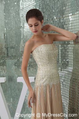 Affordable Sequins Pleats Empire Champagne Prom Dress With Brush Train