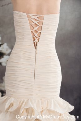 High Slit Beaded Ruffled Layers Ankle-length 2013 Champagne Prom Dress