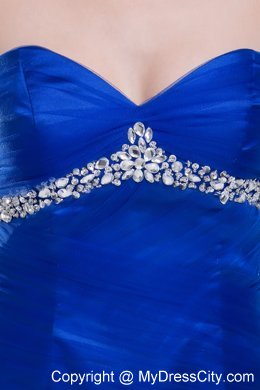 Sweetheart Mermaid Flowers Beaded Royal Blue Prom Dress for Ladies