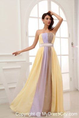 Multi-color Ruching Strapless Chiffon 2013 Elegant Prom Dress