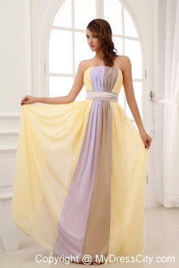 Multi-color Ruching Strapless Chiffon 2013 Elegant Prom Dress