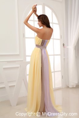 Multi-color Ruching Strapless Chiffon 2013 Elegant Prom Dress