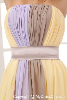 Multi-color Ruching Strapless Chiffon 2013 Elegant Prom Dress