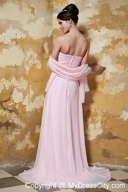 Sweetheart Empire Beading Brush Train Light Pink Chiffon Prom Dress