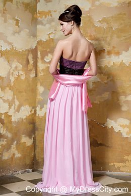 Flower Sweetheart Brush Train Chiffon Pink and Black Prom Dress