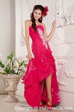 Appliques Ankle-length Chiffon Ruffles Hot Pink Prom Dresses