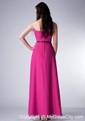 Fuchsia Empire Ankle-length Strapless Sash Bridesmaid Dress