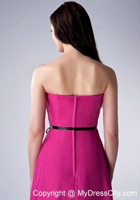 Fuchsia Empire Ankle-length Strapless Sash Bridesmaid Dress