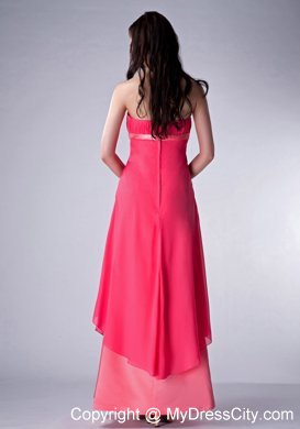 Red and Watermelon Strapless Bridesmaid Dress by Ankle-length