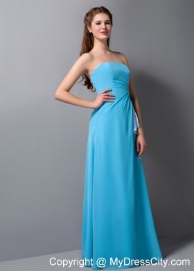 Aqua Empire Strapless Floor-length Beading Maid of Honor Dress