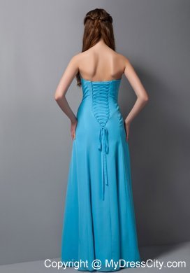 Aqua Empire Strapless Floor-length Beading Maid of Honor Dress