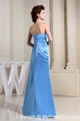 Elegant Blue Sweetheart Floor-length Ruched Bridesmaid Dress