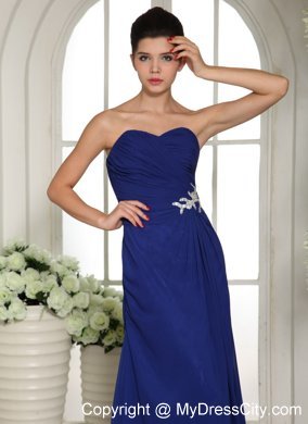 Royal Blue Sweetheart Appliques with Beading Bridesmaid Dress