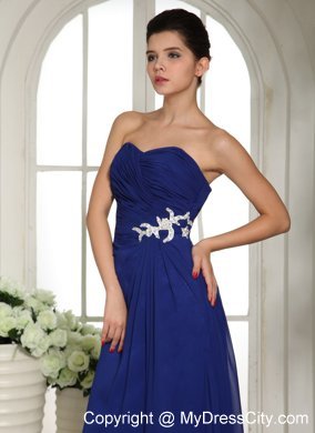 Royal Blue Sweetheart Appliques with Beading Bridesmaid Dress