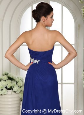 Royal Blue Sweetheart Appliques with Beading Bridesmaid Dress