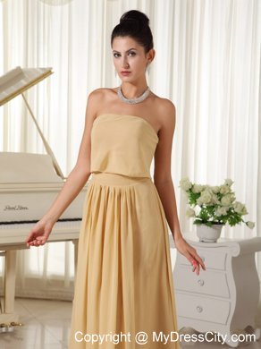 Yellow Strapless Empire Chiffon Floor-length Bridesmaid Dress