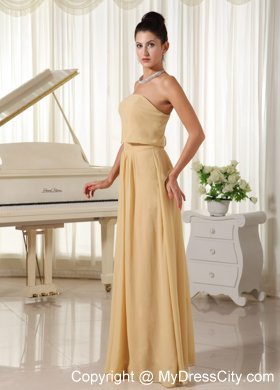 Yellow Strapless Empire Chiffon Floor-length Bridesmaid Dress