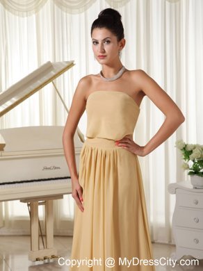 Yellow Strapless Empire Chiffon Floor-length Bridesmaid Dress