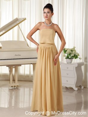 Yellow Strapless Empire Chiffon Floor-length Bridesmaid Dress