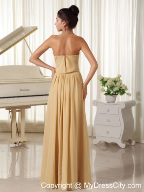 Yellow Strapless Empire Chiffon Floor-length Bridesmaid Dress