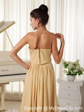 Yellow Strapless Empire Chiffon Floor-length Bridesmaid Dress