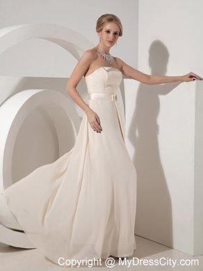 White Strapless Beading Floor-length Empire Bridesmaid Dress