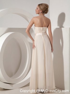 White Strapless Beading Floor-length Empire Bridesmaid Dress