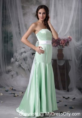 Elegant Apple Green Column Strapless Sash Maid of Honor Dress