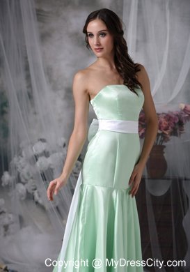 Elegant Apple Green Column Strapless Sash Maid of Honor Dress