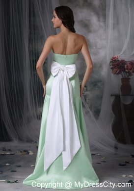 Elegant Apple Green Column Strapless Sash Maid of Honor Dress